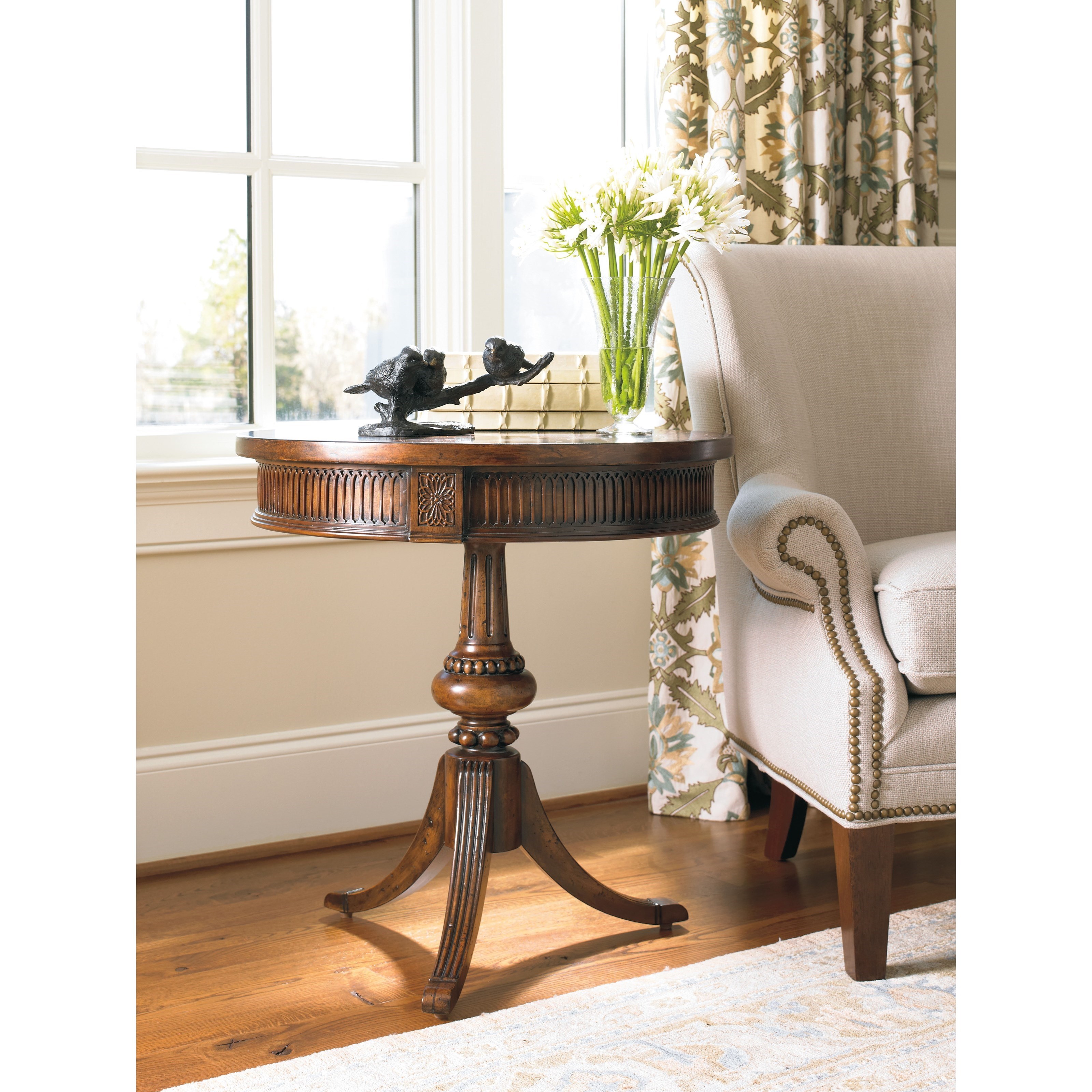 Hadley end shop table with storage